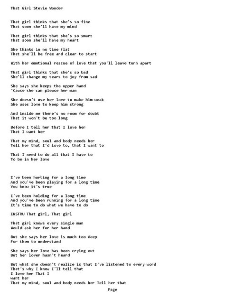 Amelia Moore that girl Lyrics know the real meaning of SINGERNAME's SONG NAME Song Lyrics ·